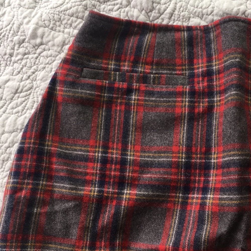 Plaid Wool Skirt - Picture 2 of 7